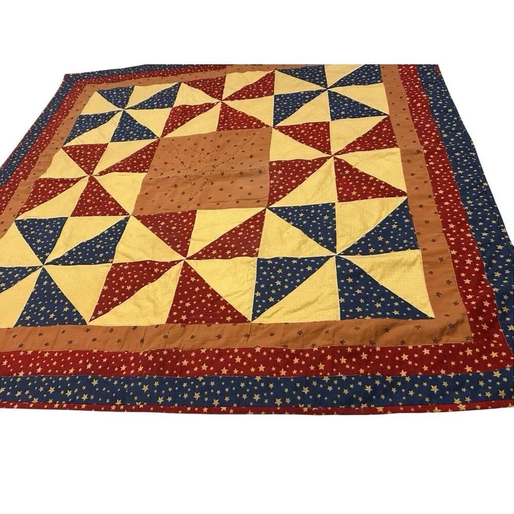 Handmade 48 x 48 Americana 250th USA Anniversary Nine Patch Lap Quilt